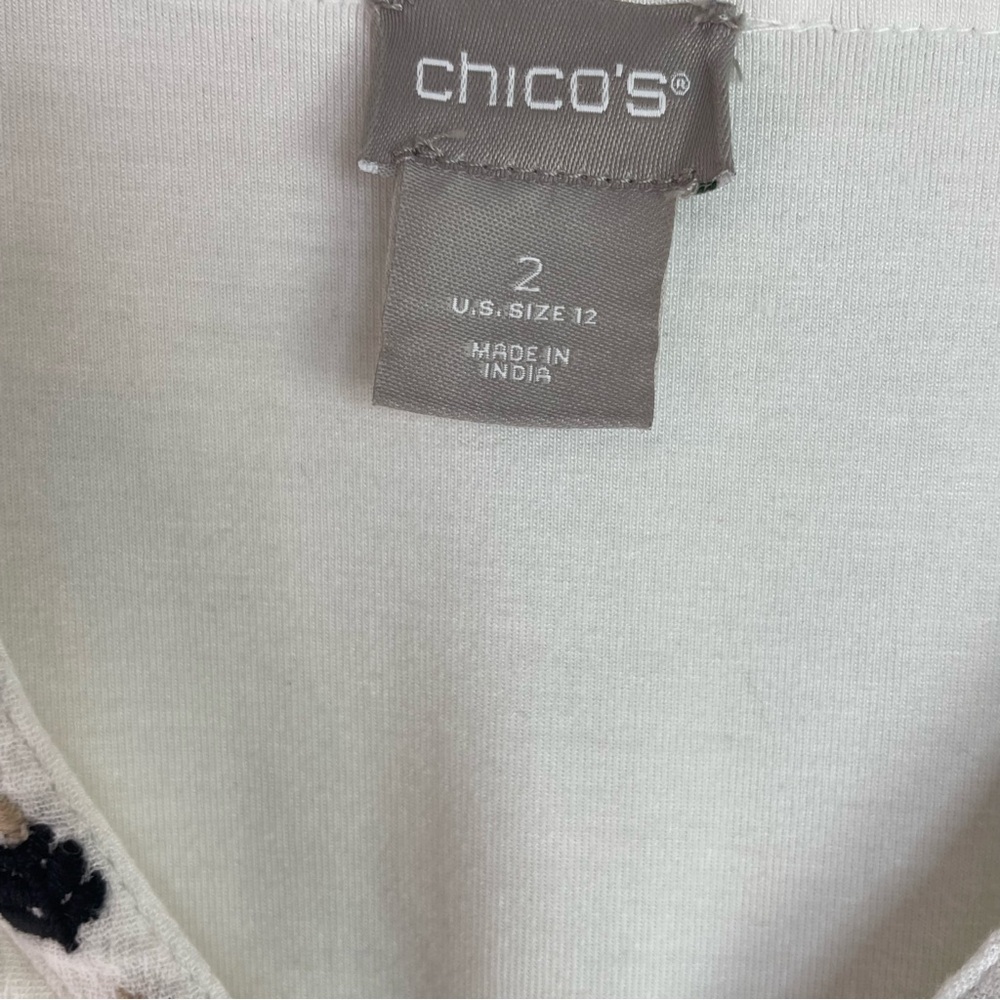 Chico's Cream Black Embroidered Dress Large - Picture 5 of 9
